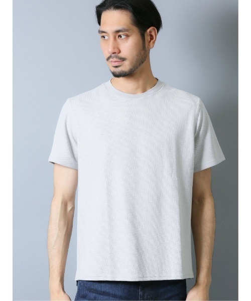 Alexander Julian（アレキサンダージュリアン）の「アレキサンダージュリアンメンズ/ALEXANDER JULIAN：MEN【DRESS T-SHIRT】シルケットワッフル クルーネック半袖Ｔシャツ（Tシャツ/カットソー・メンズ・ブルー/ホワイト/グレー・MEDIUM/LARGE/X-LARGE）」の2枚目の写真