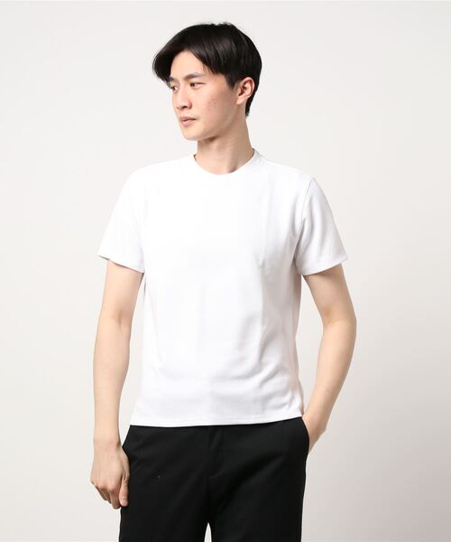 Alexander Julian（アレキサンダージュリアン）の「アレキサンダージュリアンメンズ/ALEXANDER JULIAN：MEN【DRESS T-SHIRT】シルケットワッフル クルーネック半袖Ｔシャツ（Tシャツ/カットソー・メンズ・ブルー/ホワイト/グレー・MEDIUM/LARGE/X-LARGE）」の9枚目の写真