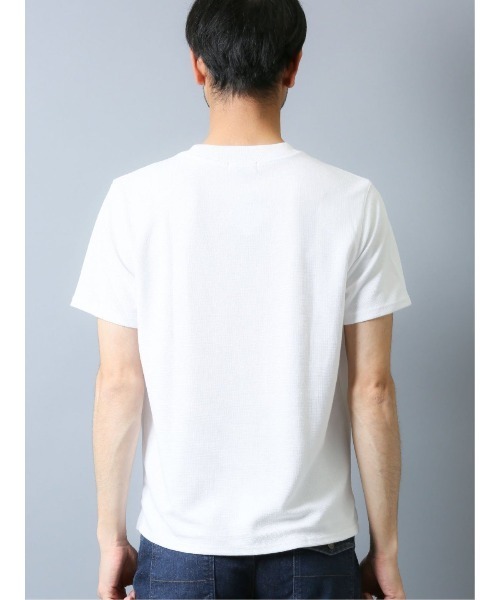 Alexander Julian（アレキサンダージュリアン）の「アレキサンダージュリアンメンズ/ALEXANDER JULIAN：MEN【DRESS T-SHIRT】シルケットワッフル クルーネック半袖Ｔシャツ（Tシャツ/カットソー・メンズ・ブルー/ホワイト/グレー・MEDIUM/LARGE/X-LARGE）」の8枚目の写真