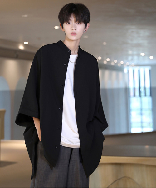 neos（ネオス）の「【neos -addictive design-】Big silhouette Dolman sleeve collarless shirt（シャツ/ブラウス・メンズ・ブラック/ベージュ/オフホワイト・MEDIUM/LARGE）」の4枚目の写真