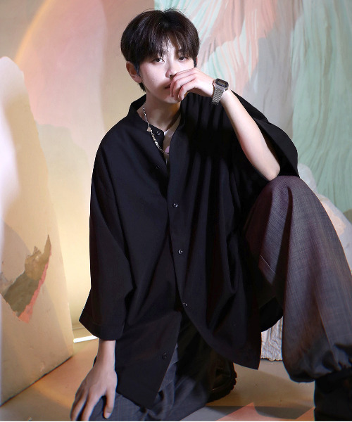 neos（ネオス）の「【neos -addictive design-】Big silhouette Dolman sleeve collarless shirt（シャツ/ブラウス・メンズ・ブラック/ベージュ/オフホワイト・MEDIUM/LARGE）」の6枚目の写真