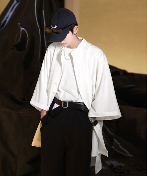 neos（ネオス）の「【neos -addictive design-】Big silhouette Dolman sleeve collarless shirt（シャツ/ブラウス・メンズ・ブラック/ベージュ/オフホワイト・MEDIUM/LARGE）」の11枚目の写真