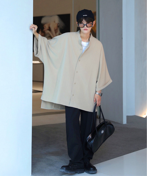 neos（ネオス）の「【neos -addictive design-】Big silhouette Dolman sleeve collarless shirt（シャツ/ブラウス・メンズ・ブラック/ベージュ/オフホワイト・MEDIUM/LARGE）」の16枚目の写真
