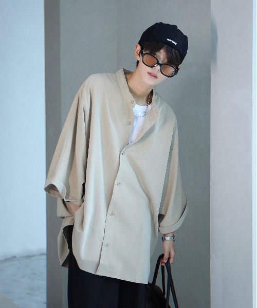 neos（ネオス）の「【neos -addictive design-】Big silhouette Dolman sleeve collarless shirt（シャツ/ブラウス・メンズ・ブラック/ベージュ/オフホワイト・MEDIUM/LARGE）」の18枚目の写真