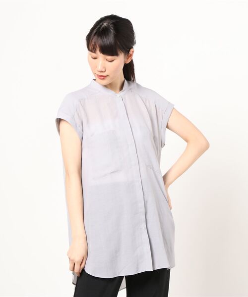 NANO universe（ナノユニバース）の「フレンチスリーブブラウス（シャツ/ブラウス・レディース・ネイビー/ベージュ/ライトグレー/ラベンダー・FREE）」の2枚目の写真