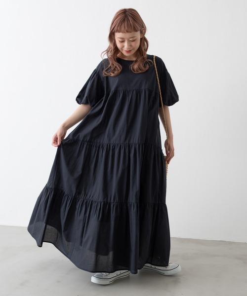 MERLOT（メルロー）の「パフスリーブティアードワンピース（ワンピース