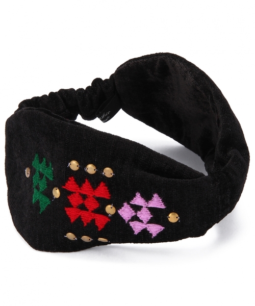 Another Edition(アナザーエディション)の「モール刺繍ヘアバンド/ AE モールEMBR HB(ヘアバンド・レディース・ブラック/ダークグリーン・フリー)」の1枚目の写真