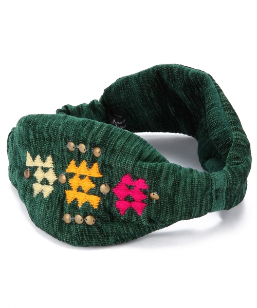 Another Edition(アナザーエディション)の「モール刺繍ヘアバンド/ AE モールEMBR HB(ヘアバンド・レディース・ブラック/ダークグリーン・フリー)」の2枚目の写真