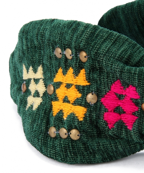 Another Edition(アナザーエディション)の「モール刺繍ヘアバンド/ AE モールEMBR HB(ヘアバンド・レディース・ブラック/ダークグリーン・フリー)」の4枚目の写真