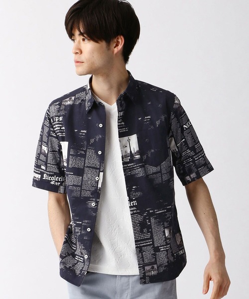 NICOLE CLUB FOR MEN（ニコルクラブフォーメン）の「転写プリント半袖シャツ（シャツ/ブラウス・メンズ・ネイビー/ブラック/ホワイト・LARGE/MEDIUM/X-LARGE/XX-LARGE）」の3枚目の写真