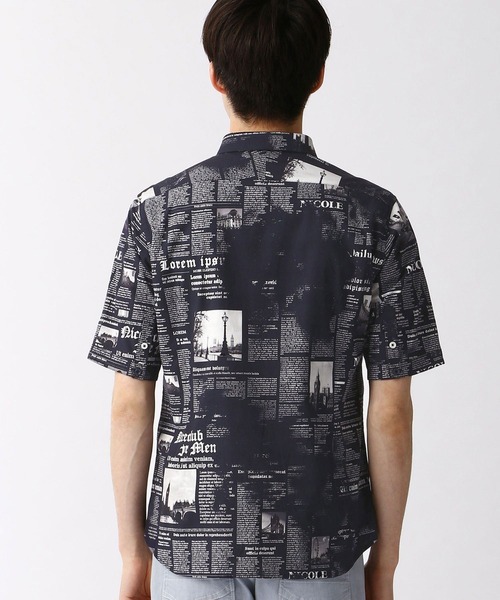 NICOLE CLUB FOR MEN（ニコルクラブフォーメン）の「転写プリント半袖シャツ（シャツ/ブラウス・メンズ・ネイビー/ブラック/ホワイト・LARGE/MEDIUM/X-LARGE/XX-LARGE）」の16枚目の写真