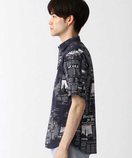NICOLE CLUB FOR MEN（ニコルクラブフォーメン）の「転写プリント半袖シャツ（シャツ/ブラウス・メンズ・ネイビー/ブラック/ホワイト・LARGE/MEDIUM/X-LARGE/XX-LARGE）」の8枚目の写真