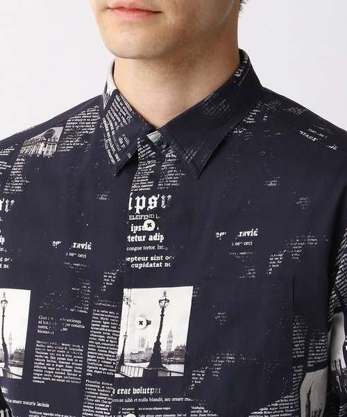 NICOLE CLUB FOR MEN（ニコルクラブフォーメン）の「転写プリント半袖シャツ（シャツ/ブラウス・メンズ・ネイビー/ブラック/ホワイト・LARGE/MEDIUM/X-LARGE/XX-LARGE）」の6枚目の写真