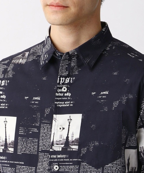 NICOLE CLUB FOR MEN（ニコルクラブフォーメン）の「転写プリント半袖シャツ（シャツ/ブラウス・メンズ・ネイビー/ブラック/ホワイト・LARGE/MEDIUM/X-LARGE/XX-LARGE）」の4枚目の写真