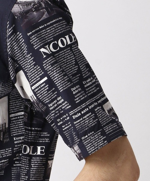 NICOLE CLUB FOR MEN（ニコルクラブフォーメン）の「転写プリント半袖シャツ（シャツ/ブラウス・メンズ・ネイビー/ブラック/ホワイト・LARGE/MEDIUM/X-LARGE/XX-LARGE）」の12枚目の写真