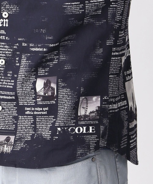 NICOLE CLUB FOR MEN（ニコルクラブフォーメン）の「転写プリント半袖シャツ（シャツ/ブラウス・メンズ・ネイビー/ブラック/ホワイト・LARGE/MEDIUM/X-LARGE/XX-LARGE）」の9枚目の写真