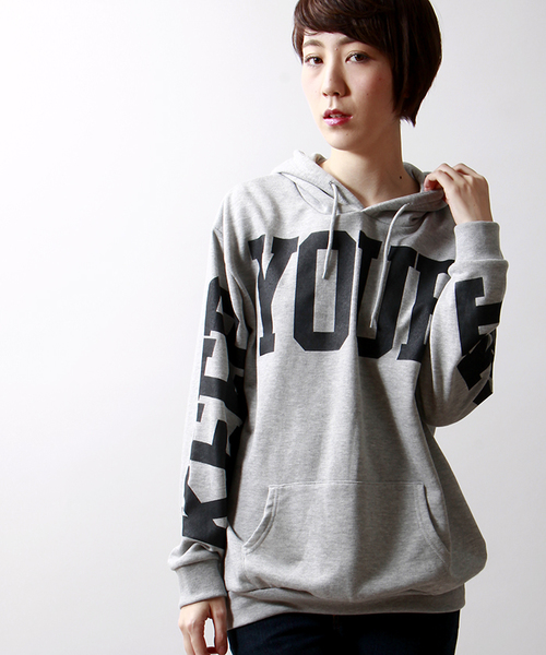 WEGO(ウィゴー)の「WEGO/フロントロゴプルパーカー(パーカー・レディース・オフホワイト/ブラック/杢グレー・FREE)」の3枚目の写真