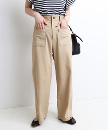 SLOBE IENA | ハイツイストコットンタックパンツ【ウエストゴム/手洗い可能】◆(その他パンツ)