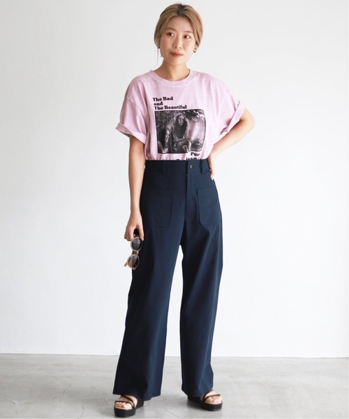 SLOBE IENA（スローブイエナ）の「ハイツイストコットンタックパンツ【ウエストゴム/手洗い可能】◆（その他パンツ・レディース・ベージュ/ネイビー・38/36）」の19枚目の写真