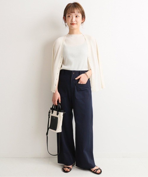 SLOBE IENA（スローブイエナ）の「ハイツイストコットンタックパンツ【ウエストゴム/手洗い可能】◆（その他パンツ・レディース・ベージュ/ネイビー・38/36）」の20枚目の写真