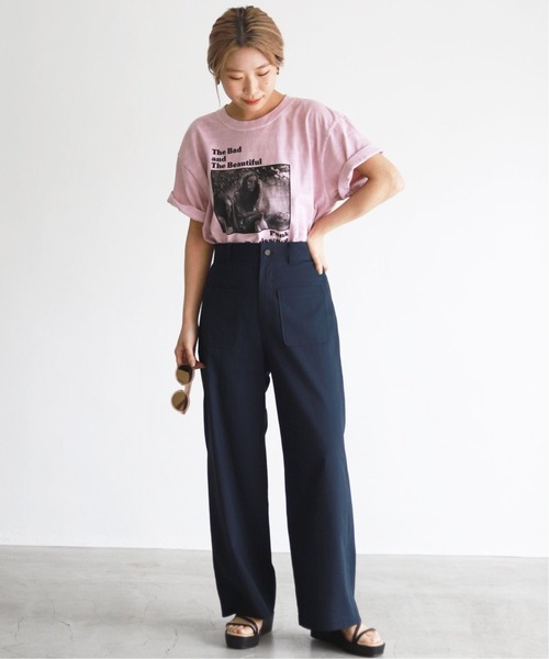 SLOBE IENA（スローブイエナ）の「ハイツイストコットンタックパンツ【ウエストゴム/手洗い可能】◆（その他パンツ・レディース・ベージュ/ネイビー・38/36）」の8枚目の写真