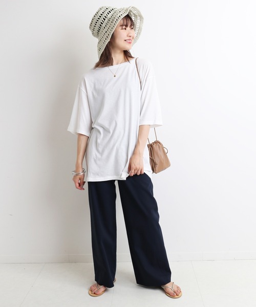 SLOBE IENA（スローブイエナ）の「ハイツイストコットンタックパンツ【ウエストゴム/手洗い可能】◆（その他パンツ・レディース・ベージュ/ネイビー・38/36）」の18枚目の写真