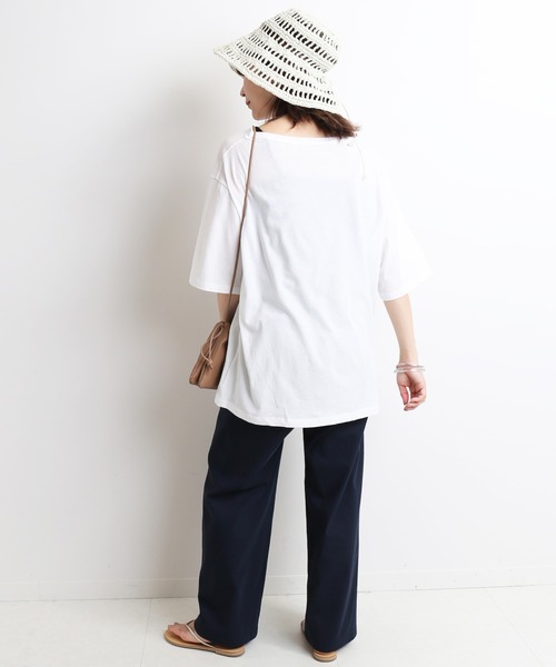 SLOBE IENA（スローブイエナ）の「ハイツイストコットンタックパンツ【ウエストゴム/手洗い可能】◆（その他パンツ・レディース・ベージュ/ネイビー・38/36）」の5枚目の写真