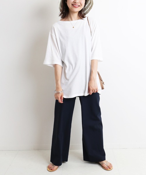 SLOBE IENA（スローブイエナ）の「ハイツイストコットンタックパンツ【ウエストゴム/手洗い可能】◆（その他パンツ・レディース・ベージュ/ネイビー・38/36）」の7枚目の写真