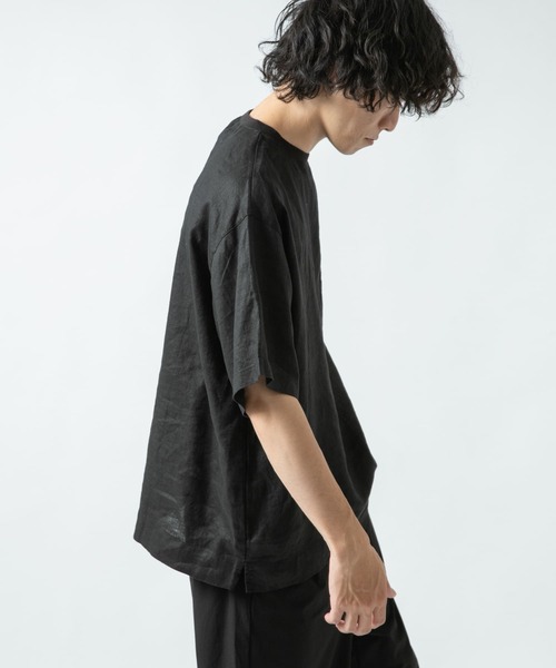 ITEMS URBANRESEARCH（アイテムズ アーバンリサーチ）の「リネンTシャツ（Tシャツ/カットソー・メンズ・ブラック/グリーン/ブルー/ベージュ・LARGE/MEDIUM）」の2枚目の写真