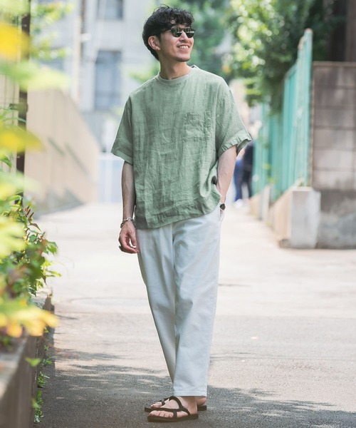 ITEMS URBANRESEARCH（アイテムズ アーバンリサーチ）の「リネンTシャツ（Tシャツ/カットソー・メンズ・ブラック/グリーン/ブルー/ベージュ・LARGE/MEDIUM）」の10枚目の写真