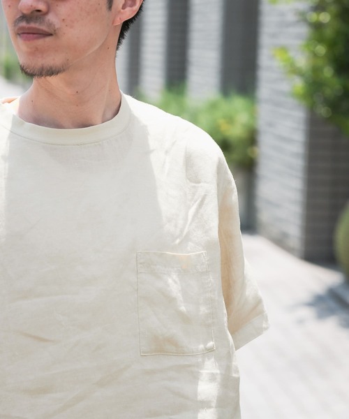 ITEMS URBANRESEARCH（アイテムズ アーバンリサーチ）の「リネンTシャツ（Tシャツ/カットソー・メンズ・ブラック/グリーン/ブルー/ベージュ・LARGE/MEDIUM）」の11枚目の写真