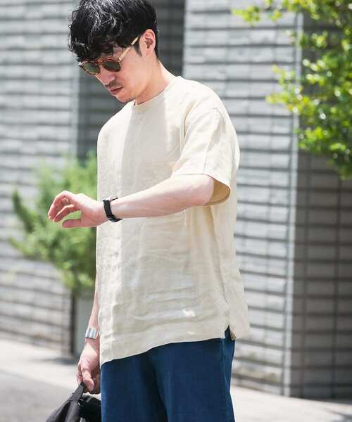 ITEMS URBANRESEARCH（アイテムズ アーバンリサーチ）の「リネンTシャツ（Tシャツ/カットソー・メンズ・ブラック/グリーン/ブルー/ベージュ・LARGE/MEDIUM）」の12枚目の写真