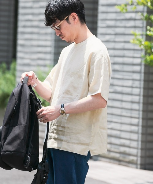 ITEMS URBANRESEARCH（アイテムズ アーバンリサーチ）の「リネンTシャツ（Tシャツ/カットソー・メンズ・ブラック/グリーン/ブルー/ベージュ・LARGE/MEDIUM）」の14枚目の写真