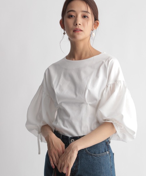 Andemiu（アンデミュウ）の「ソデフハクボリュームカット958508（Tシャツ/カットソー・レディース・ブラック/ベージュ/パープル/オフホワイト・FREE）」の2枚目の写真