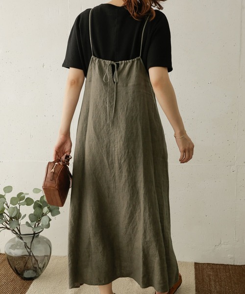 URBAN RESEARCH DOORS（アーバンリサーチドアーズ）の「リネンキャミワンピース（ワンピース・レディース・グレー系その他/ブラック/ベージュ・ONE）」の5枚目の写真
