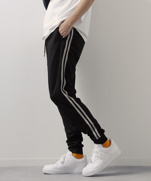 ZIP FIVE（ジップファイブ）の「ライントラックストレッチ スキニージャージパンツ（その他パンツ・メンズ・チャコールグレー×ブラック/ネイビー系/ブラック×ホワイト/ブラック×シルバー・MEDIUM/X-LARGE/LARGE）」の3枚目の写真