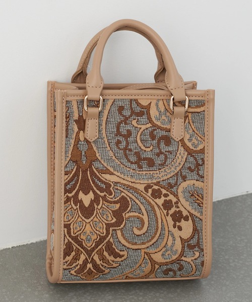 earth music&ecology(アースミュージックアンドエコロジー)の「スクエアジャガードバッグ *(トートバッグ・レディース・モカ/サックスブルー・FREE)」の2枚目の写真