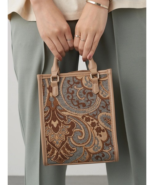 earth music&ecology(アースミュージックアンドエコロジー)の「スクエアジャガードバッグ *(トートバッグ・レディース・モカ/サックスブルー・FREE)」の5枚目の写真