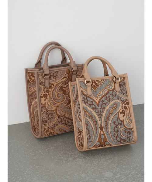 earth music&ecology(アースミュージックアンドエコロジー)の「スクエアジャガードバッグ *(トートバッグ・レディース・モカ/サックスブルー・FREE)」の8枚目の写真