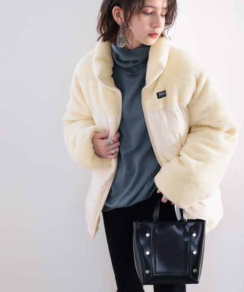 セール】《Javaジャバコラボ》もこもこ&暖か。ボア切替えフェイク