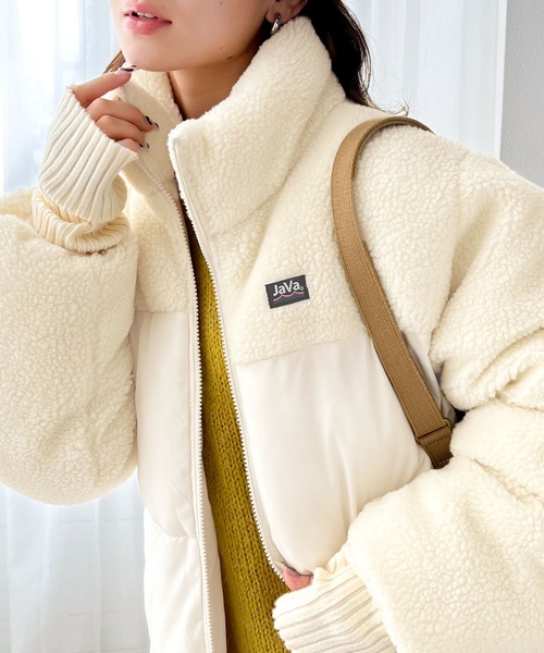 セール】《Javaジャバコラボ》もこもこ&暖か。ボア切替えフェイク
