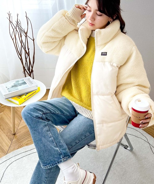 セール】《Javaジャバコラボ》もこもこ&暖か。ボア切替えフェイク