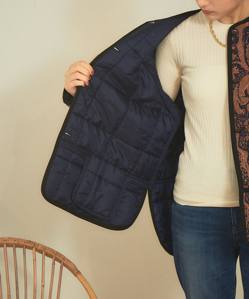 Rouge vif(ルージュヴィフ)の「ジャガードキルティングブルゾン(ノーカラーコート・レディース・ネイビー・フリー)」の13枚目の写真