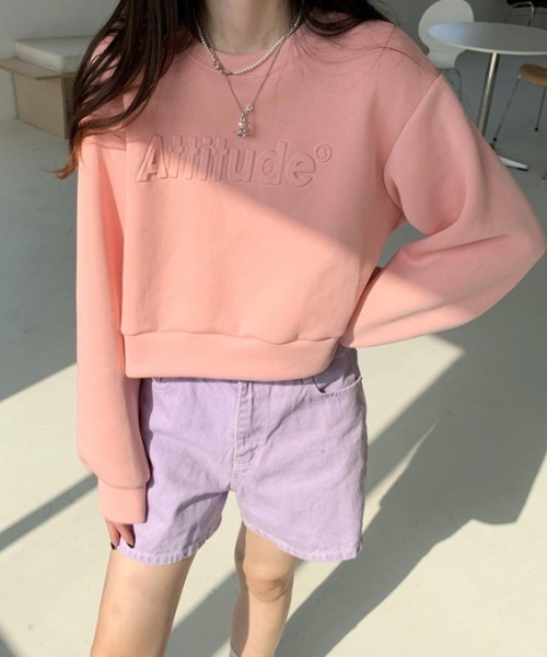 Diosfront（ディオスフロント）の「エンボス加工ショート丈ロゴロンTee（Tシャツ/カットソー・レディース・ホワイト/ライトブルー/グレー/ピンク/ブラック/ネイビー・M/L/XL）」の22枚目の写真