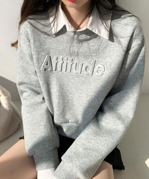 Diosfront（ディオスフロント）の「エンボス加工ショート丈ロゴロンTee（Tシャツ/カットソー・レディース・ホワイト/ライトブルー/グレー/ピンク/ブラック/ネイビー・M/L/XL）」の20枚目の写真