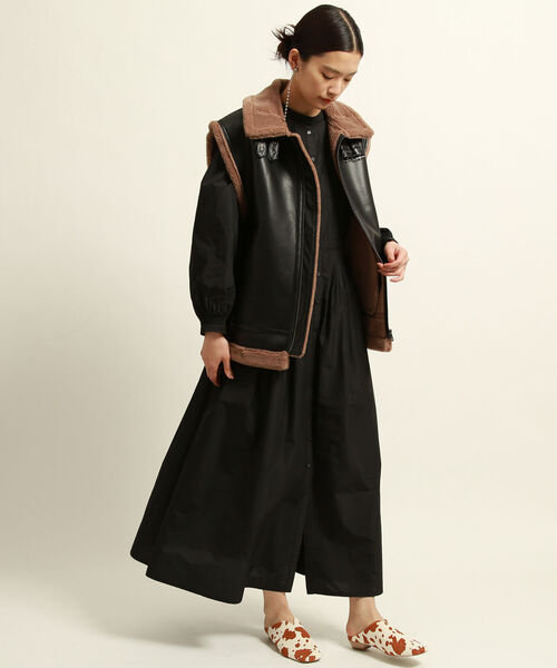 Ray BEAMS（レイビームス）の「Ray BEAMS / フェイクムートン ボマー ベスト（ベスト・レディース・ブラック/ブラウン系その他・ONE SIZE）」の16枚目の写真