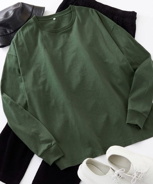 Anchor Smith（アンカー スミス）の「オーバーサイズ コットン天竺 カラー 長袖ベーシックTシャツ（Tシャツ/カットソー・メンズ・ホワイト/ブラック/ブラウン/オレンジ/ダークグレー/グリーン系その他/グレイッシュベージュ/ライトグレー/ネイビー/カーキ/グリーン/ヘザーグレー/ピンク系その他/グレイッシュブルー・S/M/XL/L）」の9枚目の写真