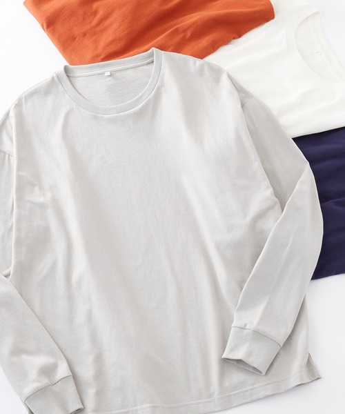 Anchor Smith（アンカー スミス）の「オーバーサイズ コットン天竺 カラー 長袖ベーシックTシャツ（Tシャツ/カットソー・メンズ・ホワイト/ブラック/ブラウン/オレンジ/ダークグレー/グリーン系その他/グレイッシュベージュ/ライトグレー/ネイビー/カーキ/グリーン/ヘザーグレー/ピンク系その他/グレイッシュブルー・S/M/XL/L）」の4枚目の写真