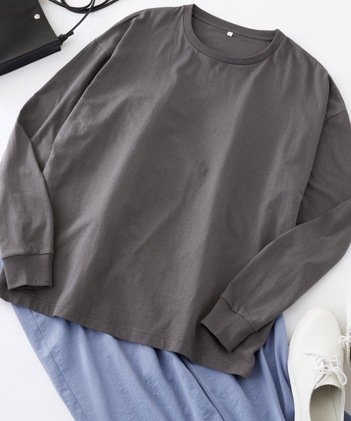 Anchor Smith（アンカー スミス）の「オーバーサイズ コットン天竺 カラー 長袖ベーシックTシャツ（Tシャツ/カットソー・メンズ・ホワイト/ブラック/ブラウン/オレンジ/ダークグレー/グリーン系その他/グレイッシュベージュ/ライトグレー/ネイビー/カーキ/グリーン/ヘザーグレー/ピンク系その他/グレイッシュブルー・S/M/XL/L）」の5枚目の写真