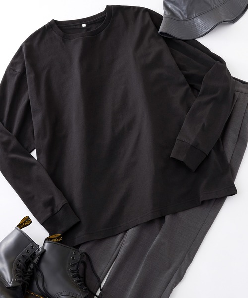 Anchor Smith（アンカー スミス）の「オーバーサイズ コットン天竺 カラー 長袖ベーシックTシャツ（Tシャツ/カットソー・メンズ・ホワイト/ブラック/ブラウン/オレンジ/ダークグレー/グリーン系その他/グレイッシュベージュ/ライトグレー/ネイビー/カーキ/グリーン/ヘザーグレー/ピンク系その他/グレイッシュブルー・S/M/XL/L）」の3枚目の写真